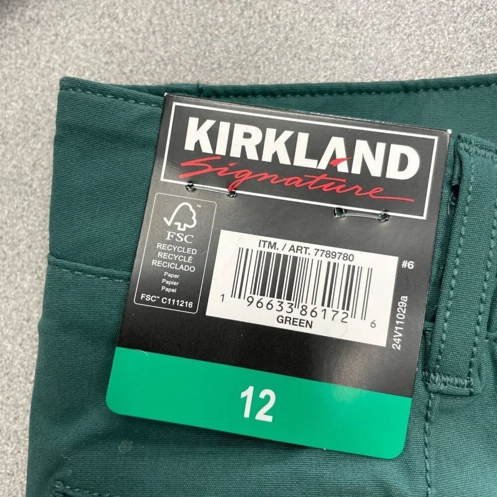 NEW Kirkland Signature Traveler Pants Women's 12 Green Pull-On Stretch M0020